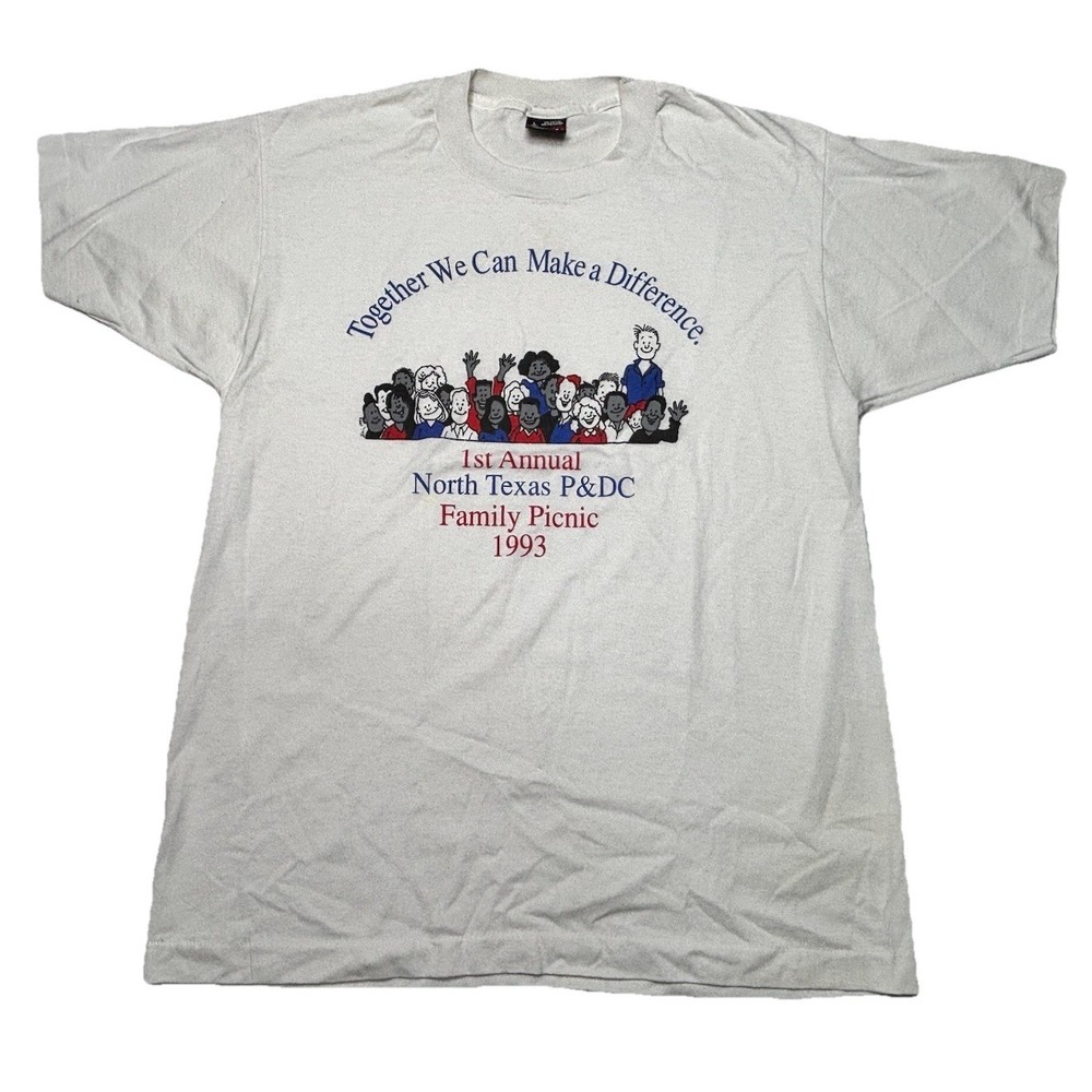 Vintage 1993 North Texas PD&C Family Picnic T Shirt USA Made Single Stitch L